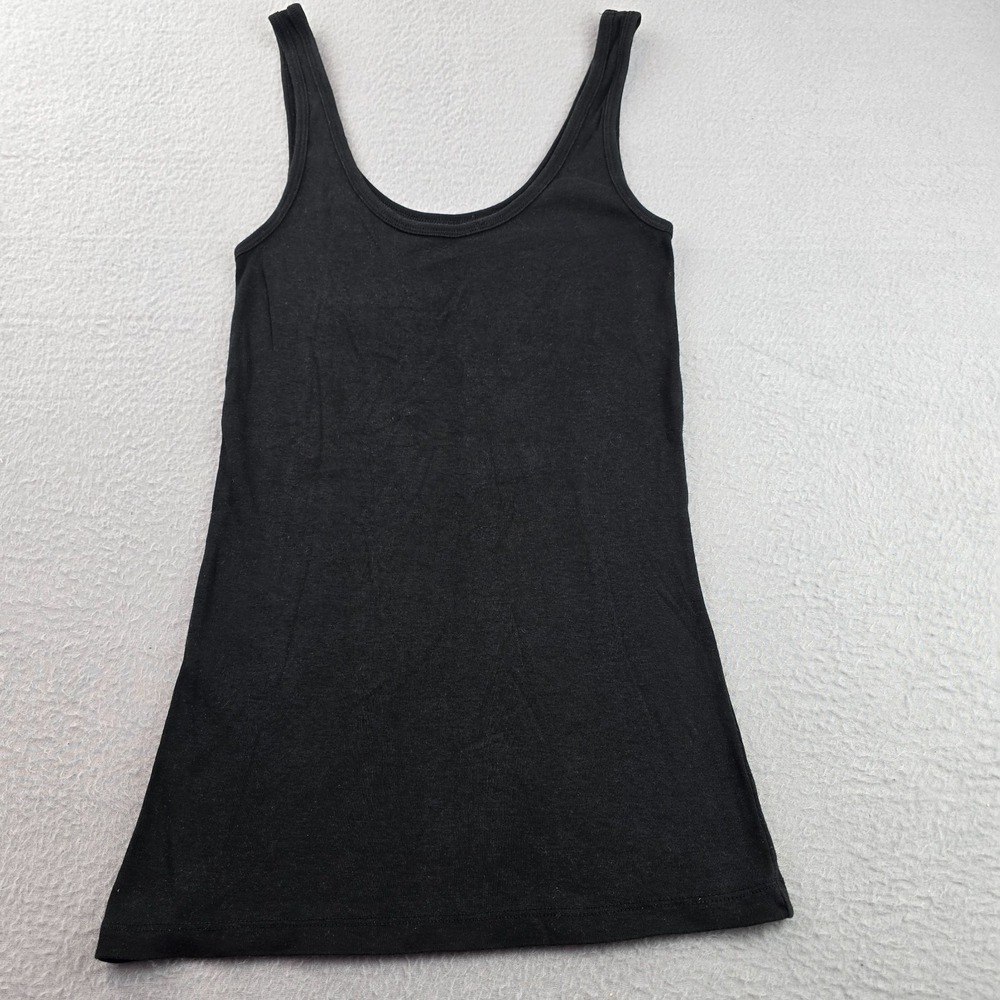 Mossimo Tank Top Womens Small Black Jersey Cotton Fitted Sleeveless Scoop Neck